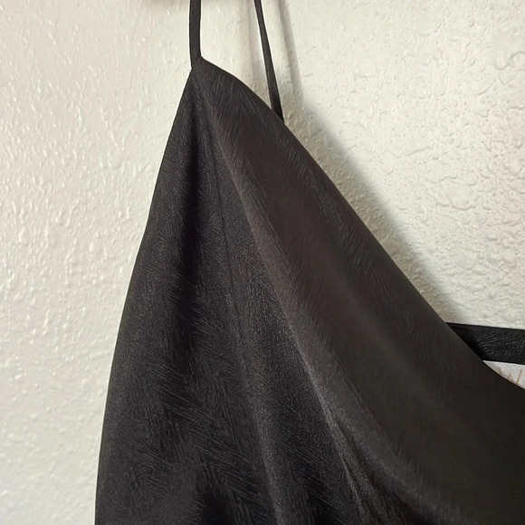 WAYF Black Spaghetti Strap Satin Cowl Neck Bodysuit - Picture 7 of 8